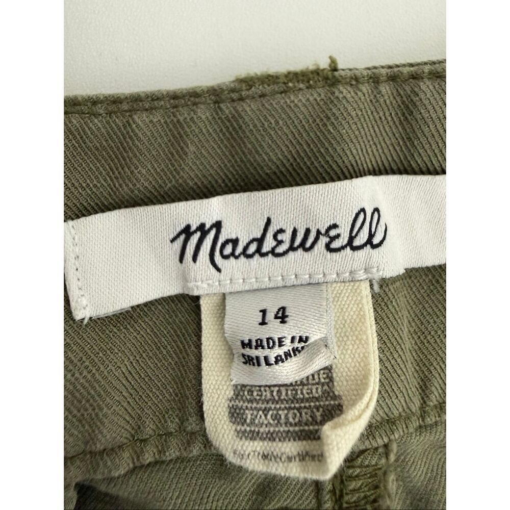 Madewell Wide Leg Crop Pants Women Size 14 Green Lyocell Linen Cotton High Rise - Picture 13 of 16